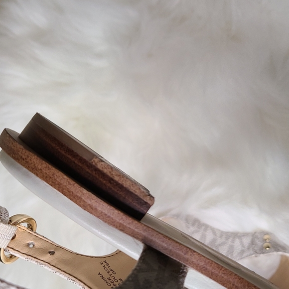 Lightly used Michael Kors Monogram Print Sandals - Picture 6 of 7